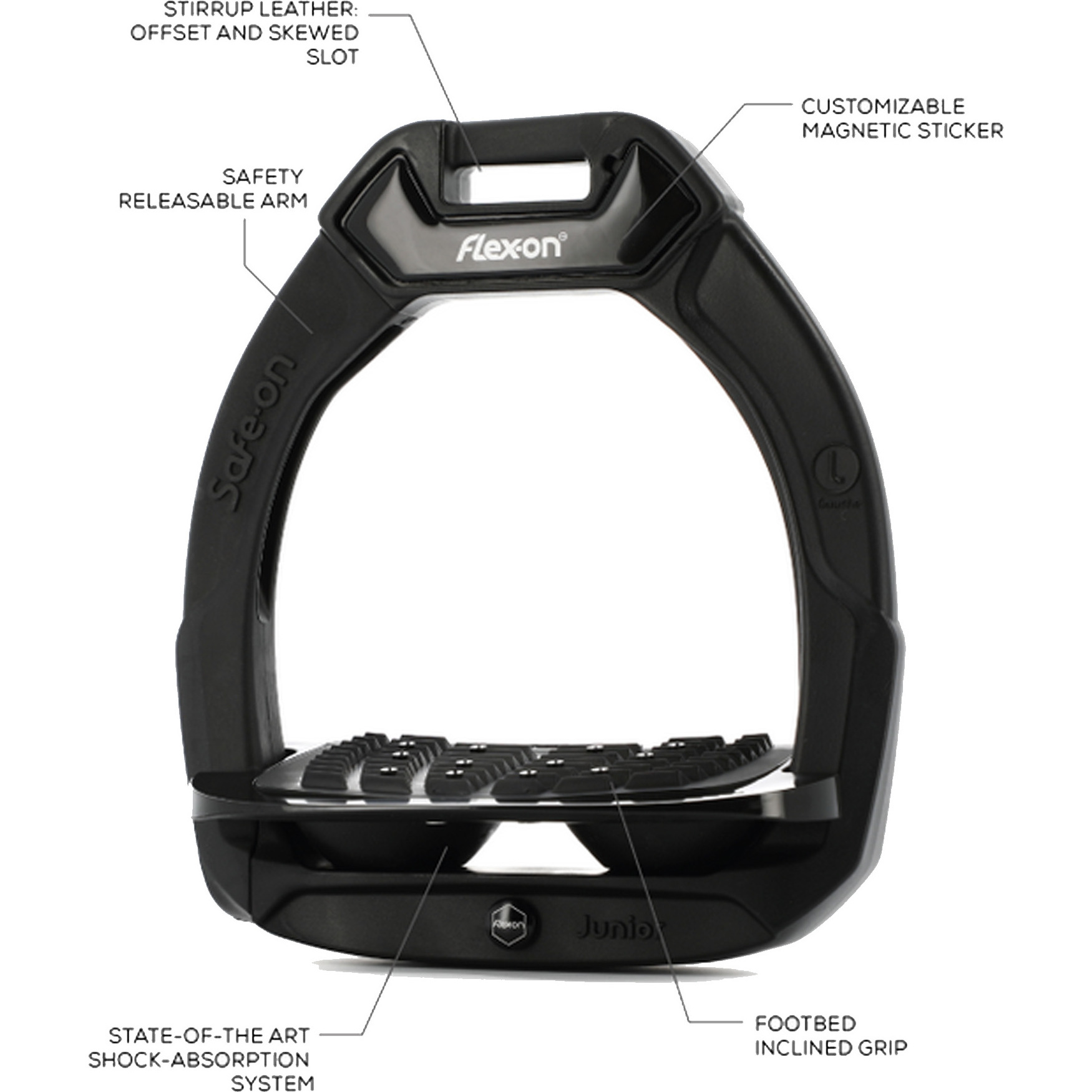 2022 Flex-on Safe On Junior Grip Stirrups SOJ05IG0505 - Black